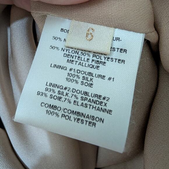 Marchesa Gold Black Embellished Floral Lace Cocktail Dress Metallic Size 6 - Picture 7 of 16